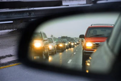 Traffic in Review mirror